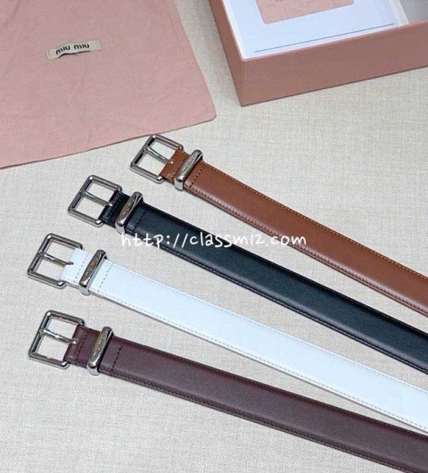 미우미우 25 한정판 3.0cm 소가죽 카프스킨 벨트 F1280