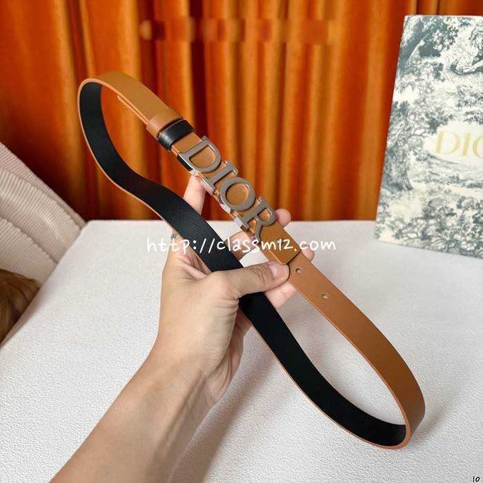 디올 25 한정판 양면 2.0cm 소가죽 카프스킨 벨트 F1286