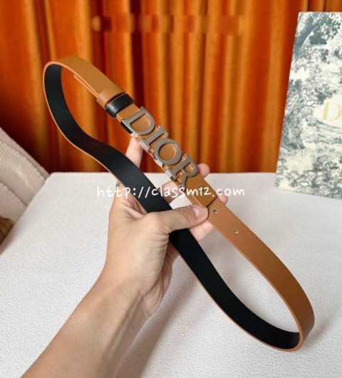 디올 25 한정판 양면 2.0cm 소가죽 카프스킨 벨트 F1286