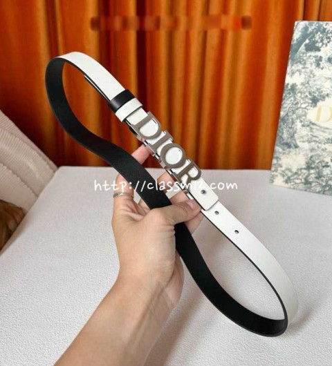 디올 25 한정판 양면 2.0cm 소가죽 카프스킨 벨트 F1287