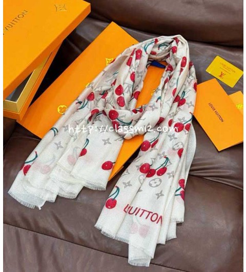 루이비통 25 한정판 TM Monogram Cerise 스카프 D3315