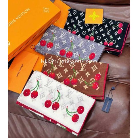 루이비통 25 한정판 TM Monogram Cerise 양털 목도리 D3318