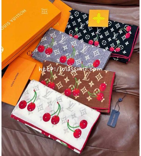 루이비통 25 한정판 TM Monogram Cerise 양털 목도리 D3318