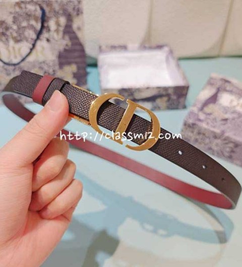 디올 25 한정판 양면 2.0cm 소가죽 카프스킨 벨트 F1291