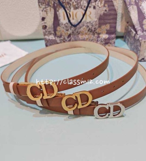 디올 25 한정판 양면 2.0cm 소가죽 카프스킨 벨트 F1293