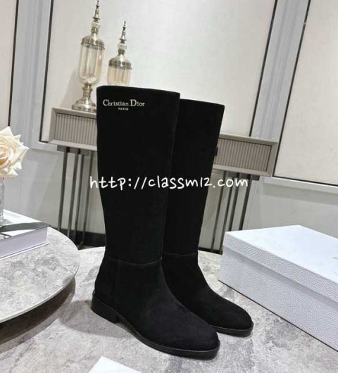 디올 25 한정판 여성 소가죽 카프스킨 부츠 B5403