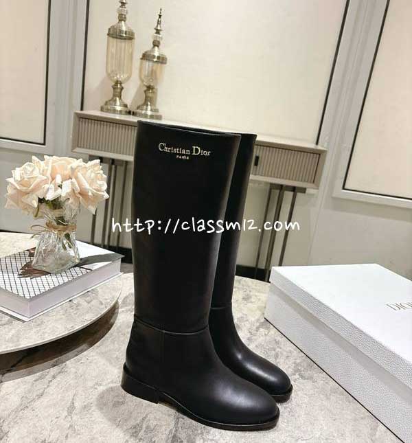 디올 25 한정판 여성 소가죽 카프스킨 부츠 B5404