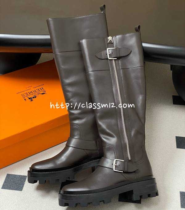 에르메스 25 한정판 여성 소가죽 카프스킨 부츠 B5407