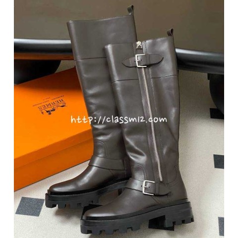 에르메스 25 한정판 여성 소가죽 카프스킨 부츠 B5407