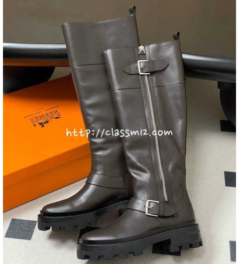 에르메스 25 한정판 여성 소가죽 카프스킨 부츠 B5407