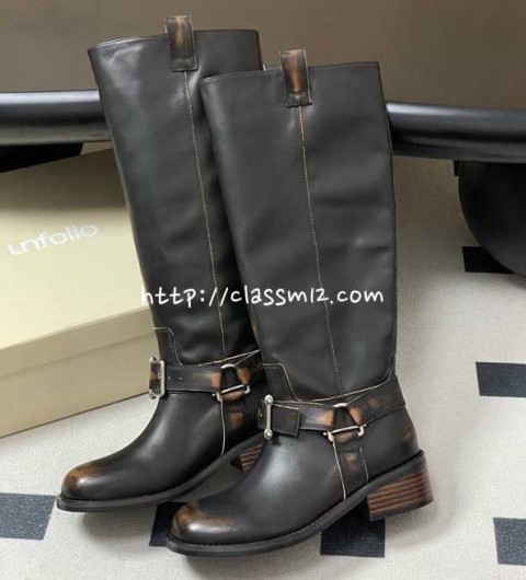 UNFOLIO 25 한정판 여성 소가죽 카프스킨 부츠 B5408