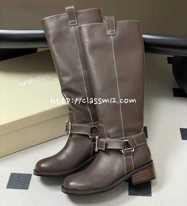 UNFOLIO 25 한정판 여성 소가죽 카프스킨 부츠 B5409