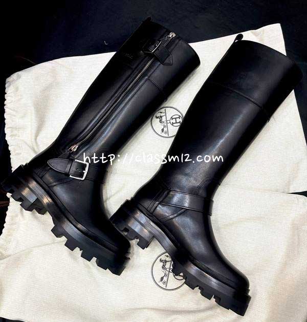 에르메스 25 한정판 여성 소가죽 카프스킨 부츠 B5422