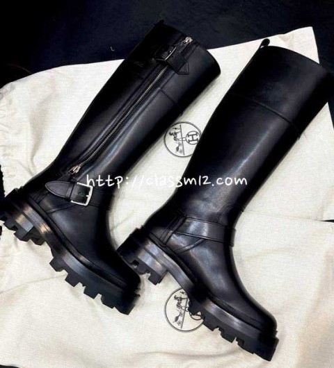 에르메스 25 한정판 여성 소가죽 카프스킨 부츠 B5422