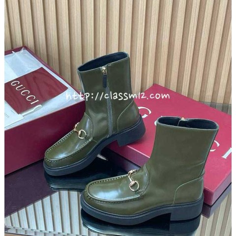 구찌 25 한정판 여성 소가죽 카프스킨 부츠 B5424