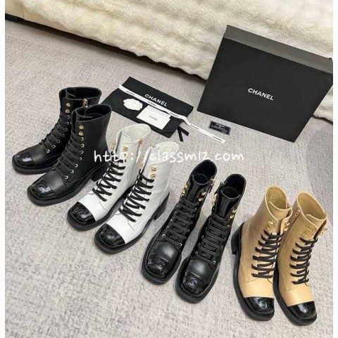 샤넬 25 한정판 4cm 여성 소가죽 카프스킨 하이 부츠 B5428