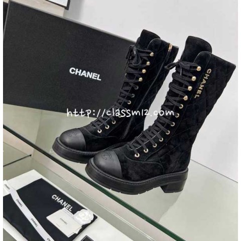 샤넬 25 한정판 여성 양가죽 램스킨 부츠 B5429