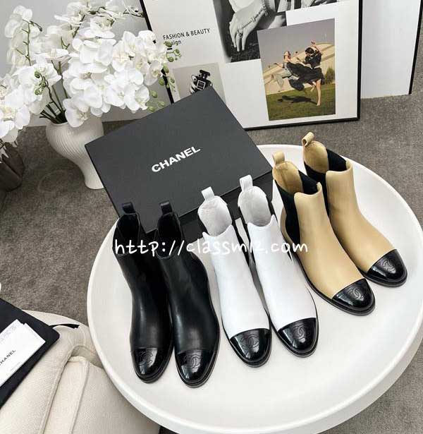 샤넬 25 한정판 4cm 여성 소가죽 카프스킨 하이 부츠 B5431