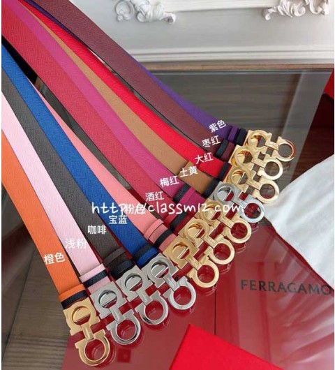 페라가모 25 한정판 양면 2.5cm 소가죽 카프스킨 벨트 F1313