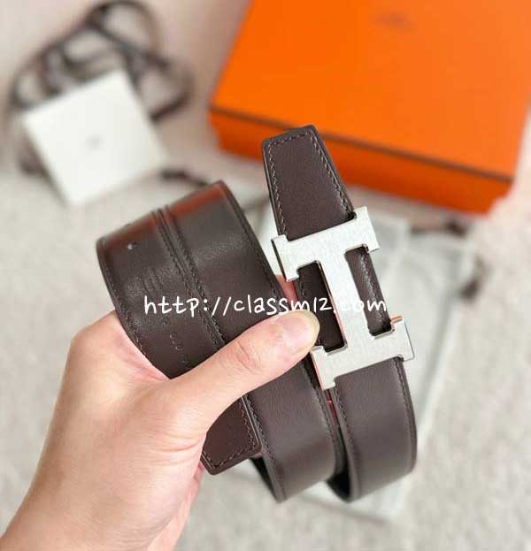 에르메스 25 한정판 양면 3.2cm swift 벨트 F1318
