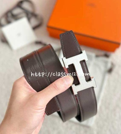 에르메스 25 한정판 양면 3.2cm swift 벨트 F1318