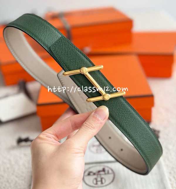 에르메스 25 한정판 양면 3.2cm Epsom 벨트 F1321