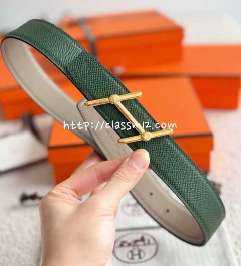 에르메스 25 한정판 양면 3.2cm Epsom 벨트 F1321
