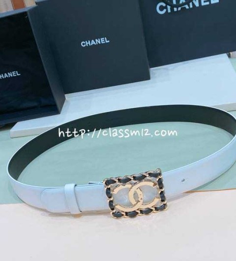 샤넬 25 한정판 3.0cm 소가죽 카프스킨 벨트 F1333