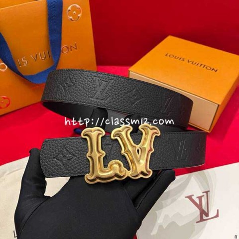 루이비통 25 한정판 양면 4.0cm 소가죽 카프스킨 벨트 F1334