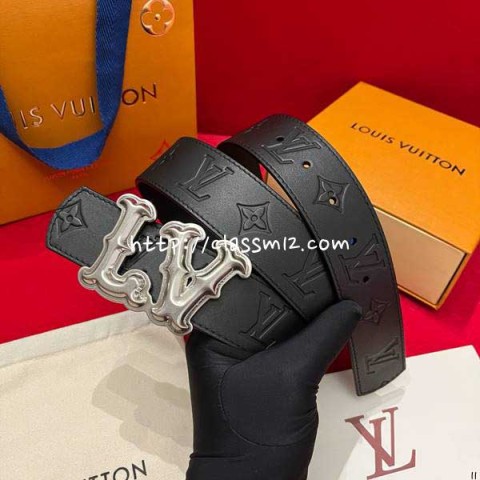 루이비통 25 한정판 양면 4.0cm 소가죽 카프스킨 벨트 F1335