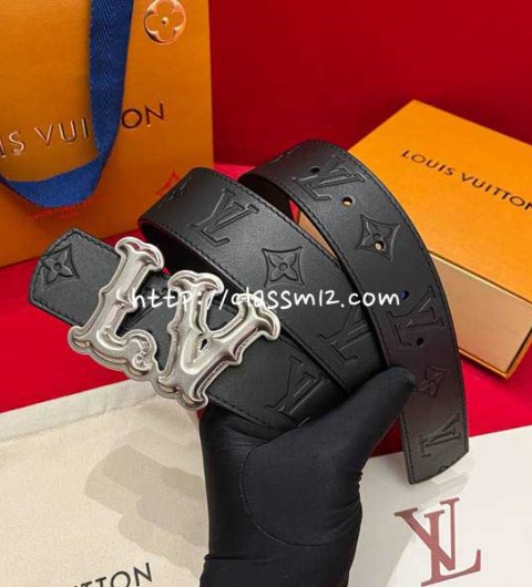 루이비통 25 한정판 양면 4.0cm 소가죽 카프스킨 벨트 F1335