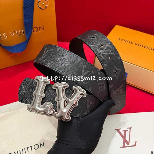 루이비통 25 한정판 양면 4.0cm 소가죽 카프스킨 벨트 F1336