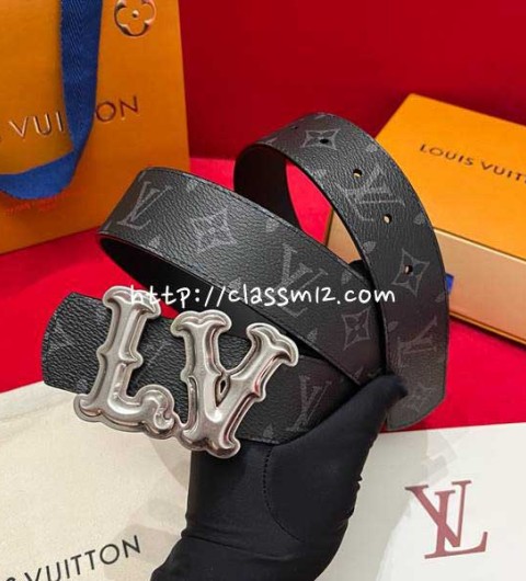 루이비통 25 한정판 양면 4.0cm 소가죽 카프스킨 벨트 F1336