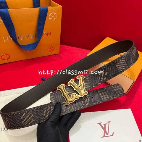 루이비통 25 한정판 양면 4.0cm 소가죽 카프스킨 벨트 F1337