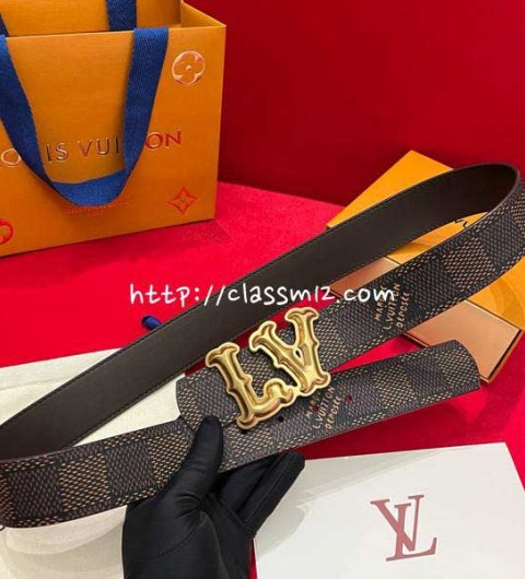 루이비통 25 한정판 양면 4.0cm 소가죽 카프스킨 벨트 F1337