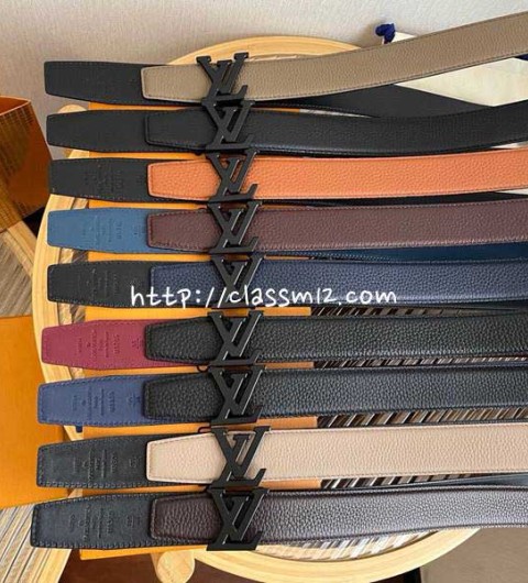 루이비통 25 한정판 양면 3.5cm 소가죽 카프스킨 벨트 F1338