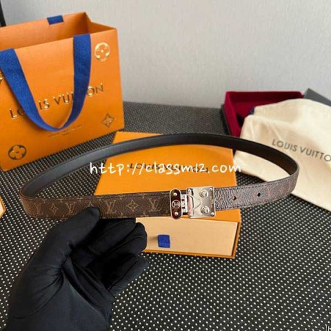 루이비통 25 한정판 여성 양면 1.8cm 소가죽 카프스킨 벨트 F1345