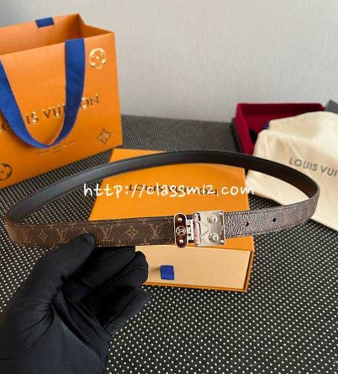 루이비통 25 한정판 여성 양면 1.8cm 소가죽 카프스킨 벨트 F1345