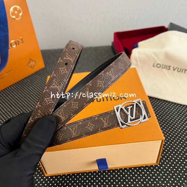 루이비통 25 한정판 여성 양면 1.8cm 소가죽 카프스킨 벨트 F1346