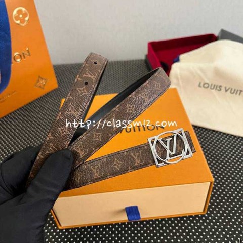 루이비통 25 한정판 여성 양면 1.8cm 소가죽 카프스킨 벨트 F1346