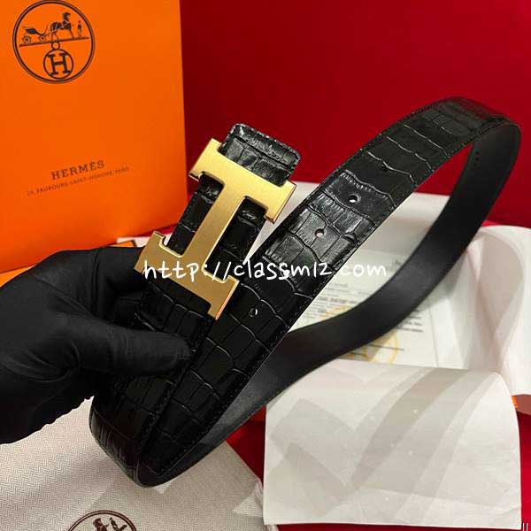 에르메스 25 한정판 양면 3.8cm 소가죽 카프스킨 벨트 F1347