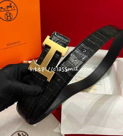 에르메스 25 한정판 양면 3.8cm 소가죽 카프스킨 벨트 F1347