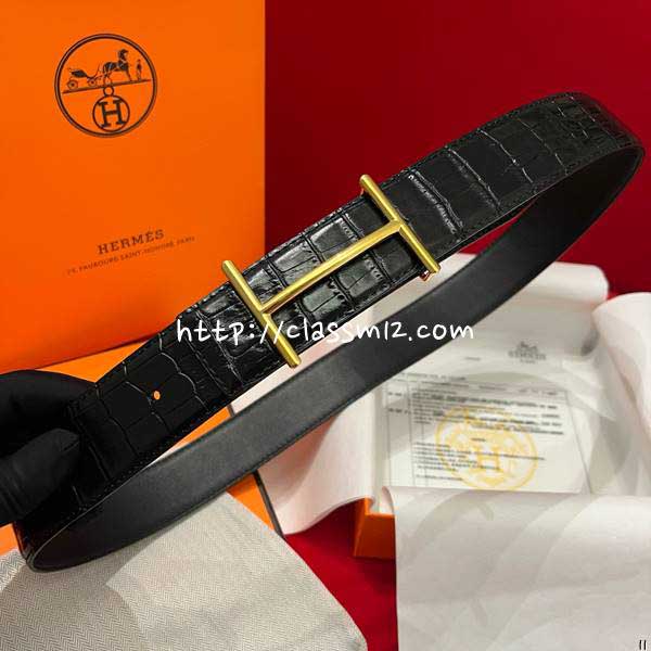 에르메스 25 한정판 양면 3.8cm 소가죽 카프스킨 벨트 F1348