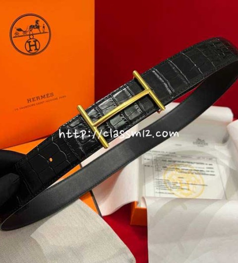 에르메스 25 한정판 양면 3.8cm 소가죽 카프스킨 벨트 F1348