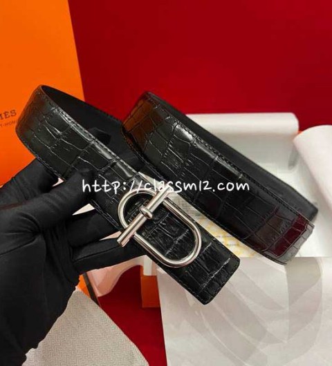 에르메스 25 한정판 양면 3.8cm 소가죽 카프스킨 벨트 F1349