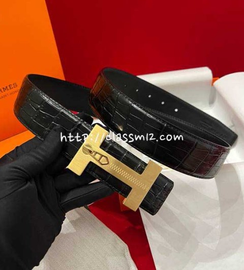 에르메스 25 한정판 양면 3.8cm 소가죽 카프스킨 벨트 F1350