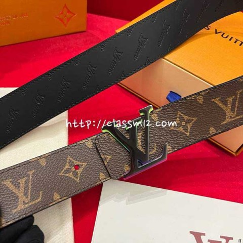 루이비통 25 한정판 양면 4.0cm 소가죽 카프스킨 벨트 F1351