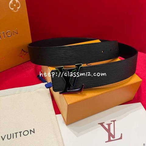 루이비통 25 한정판 양면 4.0cm 소가죽 카프스킨 벨트 F1353