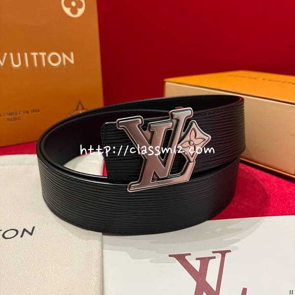 루이비통 25 한정판 양면 4.0cm 소가죽 카프스킨 벨트 F1354