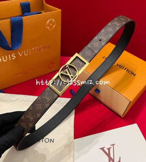 루이비통 25 한정판 여성 양면 2.5cm 소가죽 카프스킨 벨트 F1356